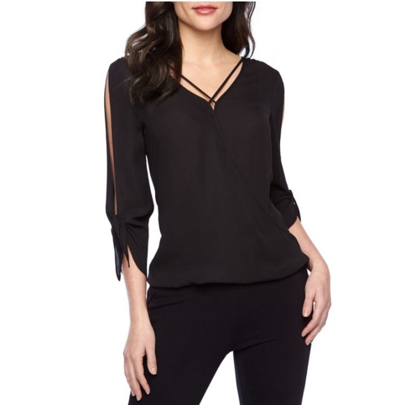 NWT Bold Elements 3/4 Cold Shoulder Sleeve Blouse - Picture 4 of 6